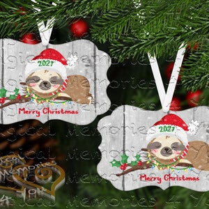 Slow-Ball The Sloth clayart Christmas ornament