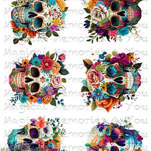 Sugar Skull Waterslide Decal Set, Laser Printed Waterslide Set, Decals for Tumblers, Skull waterslide decals, dia de los muertos decal