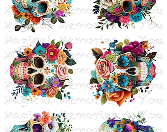 Sugar Skull Waterslide Decal Set, Laser Printed Waterslide Set, Decals for Tumblers, Skull waterslide decals, dia de los muertos decal