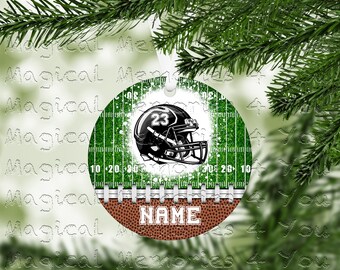 Football Ornament, Customized football player ornament, christmas gift for him, Christmas tree ornament, sports fan ornament, Football team