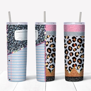 Teacher Tumbler, Composition Book Tumbler, Pencil Tumbler, Faux Glitter Tumbler, personalized gift, customized teacher gift, gift for her