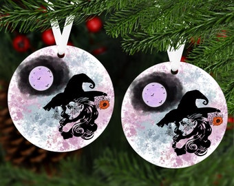 Witch Ornament, Halloween Decoration, Halloween Tree Ornaments, Halloween Witch, Spooky Tree Ornament, Spooky Ornaments, Watercolor Ornament