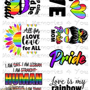 LGBTQ Pride Laser Waterslide Sheet, Rainbow waterslide, waterslide decal for tumblers, Pride Mom, I am human waterslide, laser printed decal
