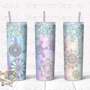 Snowflake Tumbler, Winter Tumbler, Christmas Themed Tumbler, Opal tumbler, faux glitter tumbler, Holiday gift, personalized tumbler