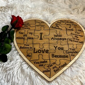 Reasons I love You wooden jigsaw puzzle, wedding gift, anniversary gift, gift for girlfriend, gift for husband, Valentine’s Day gift