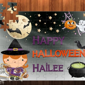 Cute Halloween Puzzle for kids, Personalized puzzle for Kids, Gift for Kids, Personalized gift under 20, Halloween Puzzle for children