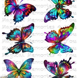 Neon Butterfly Waterslide Decal Set, Clear Laser Printed Waterslide Set, butterfly Waterslide, Decals for Tumblers, glitter tumbler decal