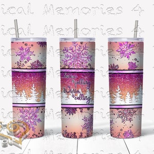 Pink Snowflake Tumbler, Winter Tumbler, Christmas Themed Tumbler, Opal tumbler, faux glitter tumbler, Holiday gift, personalized tumbler