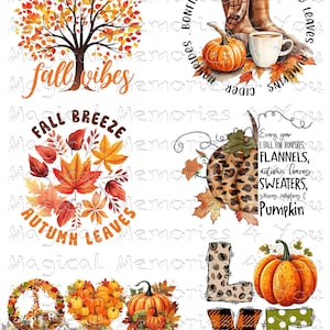 Fall Tumbler Waterslide Decals, Autumn Tumbler Designs, Laser printed waterslide decal, Happy Fall Y&#39;all, Decals for tumblers, fall leaves