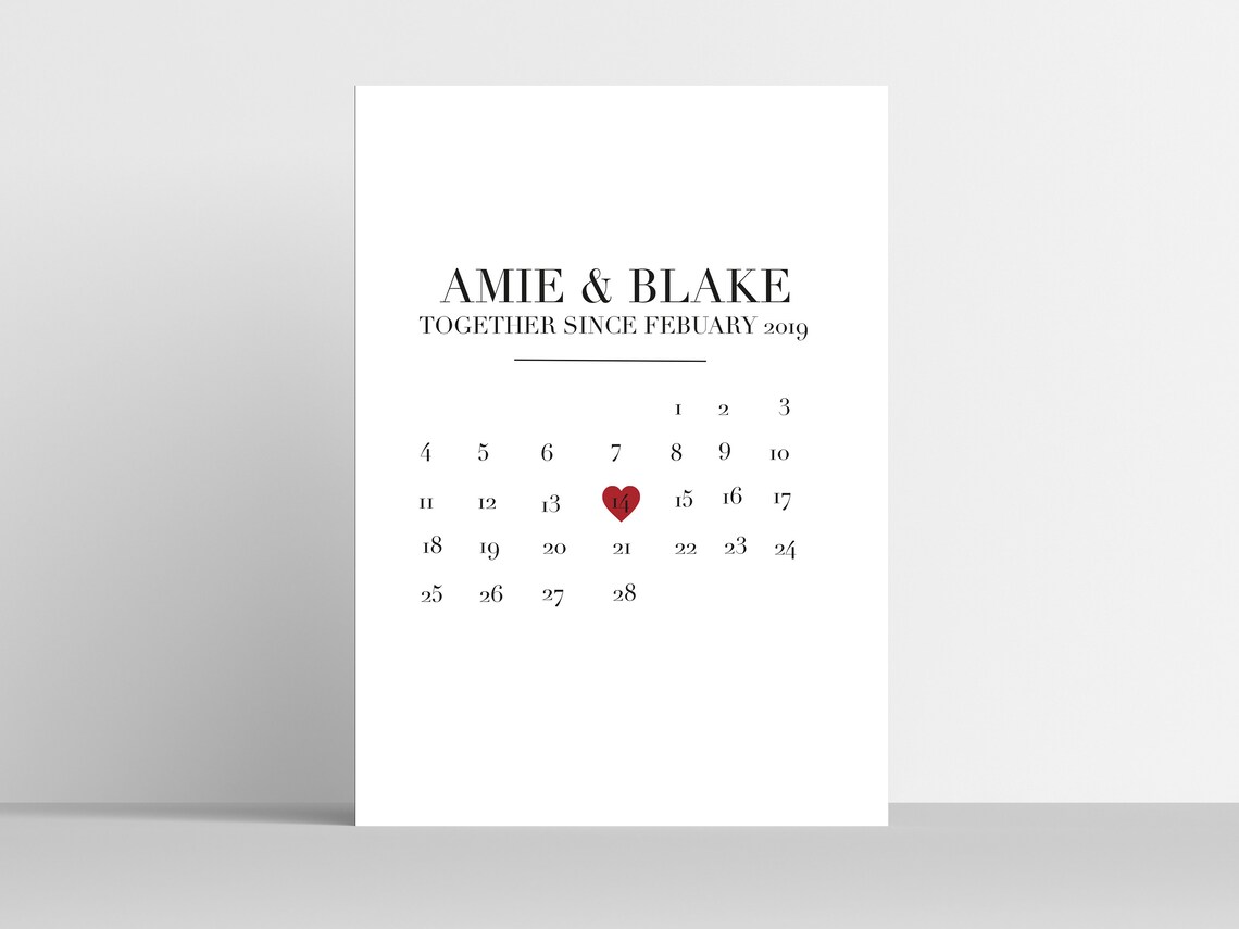 Personalised Anniversary Calendar Print FREE Digital Etsy