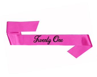 Twenty One sash 21st birthday pink black party supplies favours milestone girl sister gift