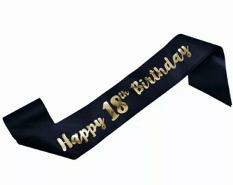 Happy 18th birthday black or white with metallic gold writing party supplies favours milestone eighteen