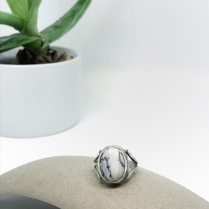 Oval White Buffalo Turquoise Ring 508 in Sterling Silver | Gifts for Women, Gifts for Men, Gifts for Girls