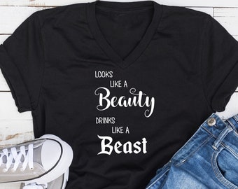 Looks like a beauty, drinks like a beast shirt, Girls Trip, Drinking shirt, Funny Cruise Vacation