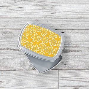 Yellow floral small rectangular soap tin 150ml