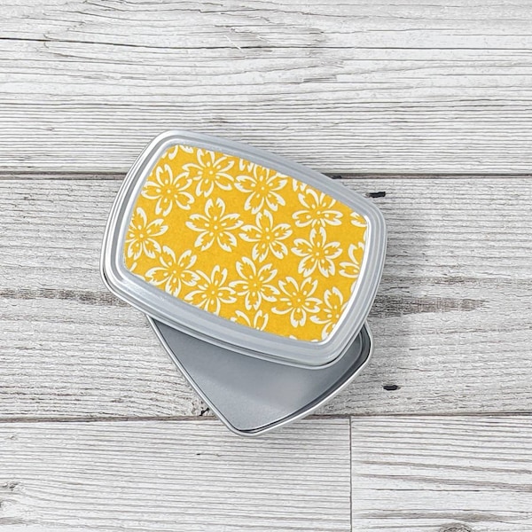 Yellow floral small rectangular soap tin 150ml