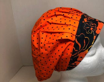 Green and Orange Floral/Paisley Operating Room Scrub Hat