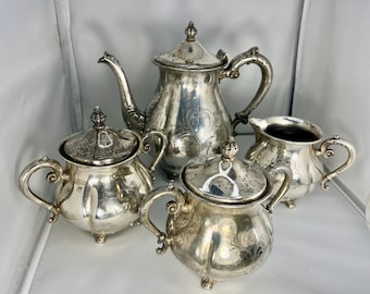 Van Bergh Silver Plated Footed 4 piece Tea Set