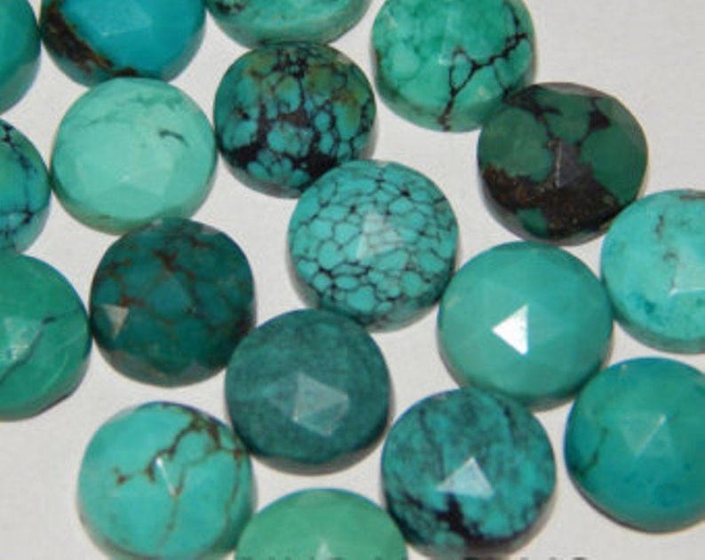 Rose cut Tibetan Turquoise 25 pcs lot AAA natural Turquoise round rose cut flat back cabochon loose gemstone for jewelry