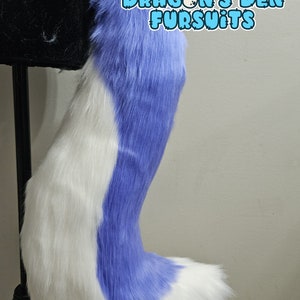26" Periwinkle Blue and White wolf fursuit tail FREE US SHIPPING