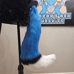 24" Cobalt Blue, Black, and White Fox Fursuit tail FREE US SHIPPING