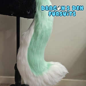 26" Mint and White Large wolf fursuit tail FREE US SHIPPING