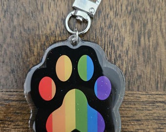 LGBTQ+ Pride Pawprint 2.5" Acrylic Keychain