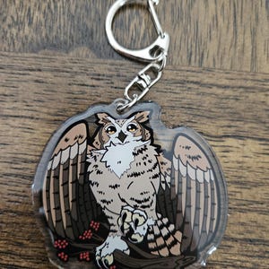 Great Horned Owl 2.5" Epoxy Acrylic Keychain