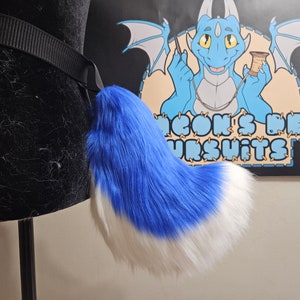 11" Royal Blue and White nub fursuit tail