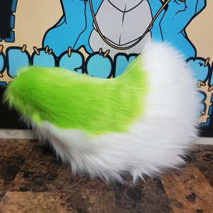 11&quot; Lime green and White nub fursuit tail