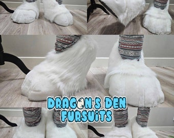 White digitigrade outdoor style fursuit feetpaws FREE US or Canada Shipping