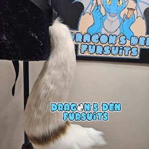 24" Latte, Mocha and White Fox Fursuit tail FREE US SHIPPING