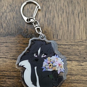 Skunk with Flowers 2.5&quot; Acrylic Keychain