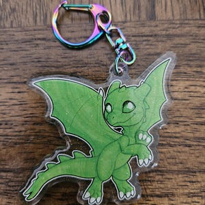 Green Dragon Glitter Epoxy 2.5&quot; Acrylic Keychain