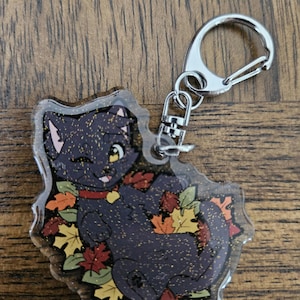 Black Cat 2.5" Glitter Epoxy Acrylic Keychain