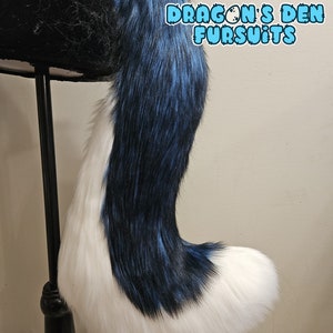 26" Blue with Black, and White Wolf Large Fursuit Tail FREE US SHIPPING