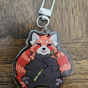 Red Panda 2.5" Glitter Epoxy Acrylic Keychain