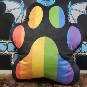 18&quot; Rainbow LGBTQ+ Pride Pawprint Throw Pillowcase STUFFED