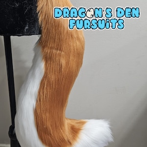 26" Rust and White Large Wolf Fursuit Tail FREE US SHIPPING