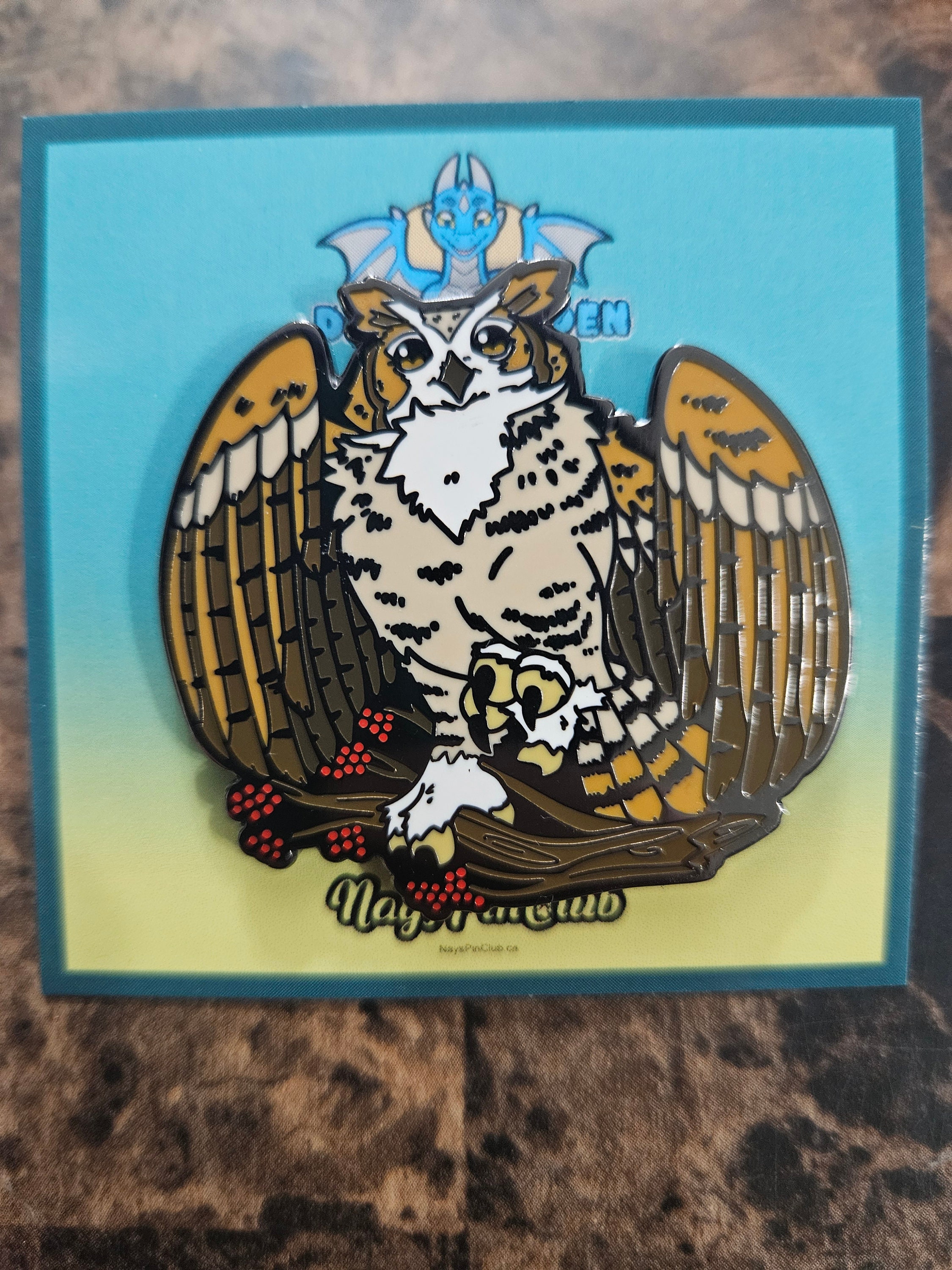 1.75" Great Horned Owl black plated "A Grade" Enamel Pin