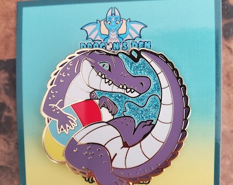 1.75&quot; Summer Alligator &quot;A Grade&quot; Enamel Pin Black Plated