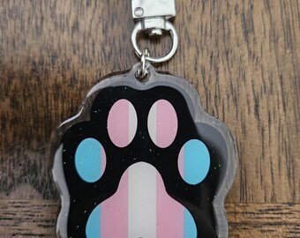 Trans Pride Pawprint 2.5" Acrylic Keychain