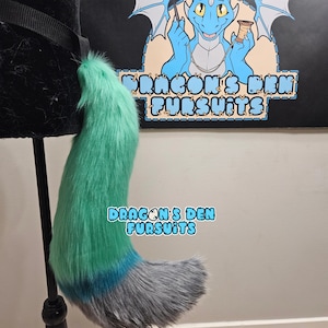 24" Seafoam, Teal and Grey Fox Fursuit tail FREE US SHIPPING