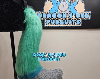Green Blue Fox Wolf Canine Costume Tail - Etsy