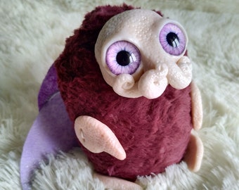 Cthulhu plush white and purple, posable doll one of a kind ooak original fantasy, collectible art doll