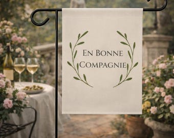 Garden Flag French Country Decor Outdoor Entertaining European Charm Laurel Wreath Design Farmhouse Style Garden Welcome Sign Rustic