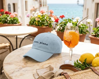 Baseball Cap Embroidered Dad Hat Style Slow Living Aesthetic Mindfulness Italian Phrase Gift European Summer Vacation Beach Accessory Cap
