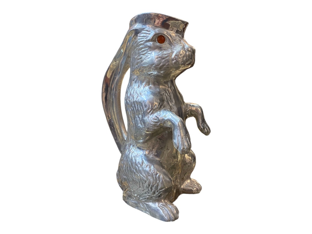 Vintage Bunny Pitcher 1970s Arthur Court 11 Rabbit Aluminum Pitcher