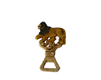 Vintage Lion Bottle Opener, Barware Tool, Bar Cart Essential, Man Cave Decor