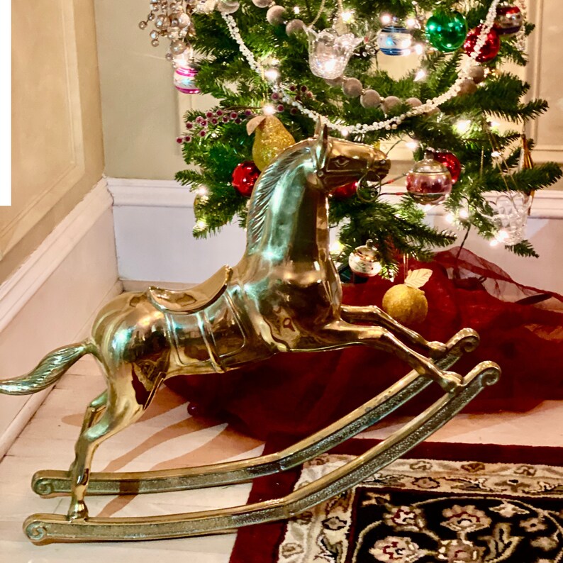 Extra Large Vintage Brass Rocking Horse 27L X 19.5H Etsy